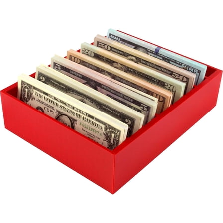 PowerTRC Money Organizer for Cash – 8 Compartment Money Holder, Cash Organizer, Cash Holder, Cash Divider Box, Cash Tray – 3D Printed in USA (Red)