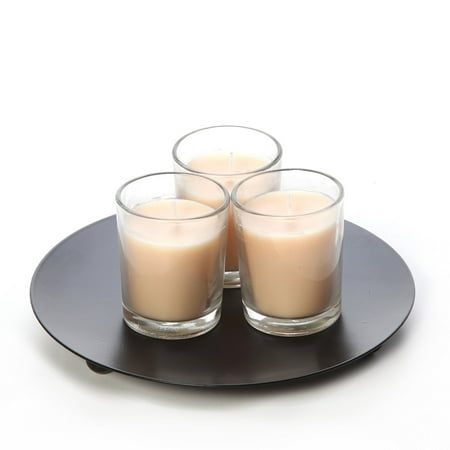 Patio Gift - Hosley Premium, Highly Scented Set of 8, Vanilla Bean, Essential Oils, Votive Candles in Clear Glass. Burns up to 12 hours each. Great Gift for Home, Patio, Gardens, Wedding, Spa