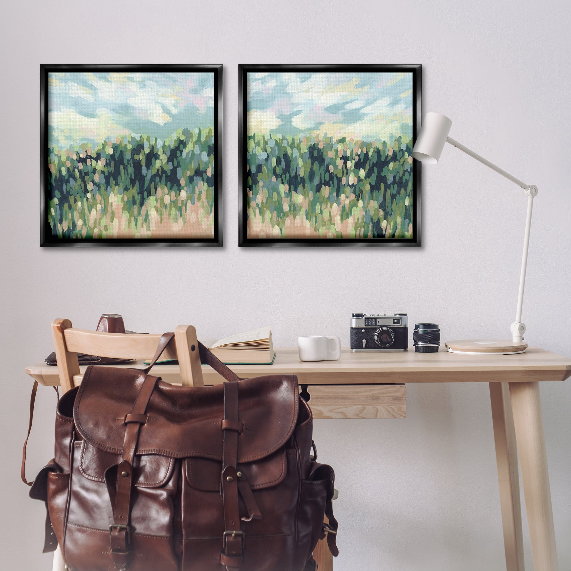 Stupell Industries Abstract Tall Wheat Grass Field Landscape & Nature Painting Black Floater Framed Canvas Art Print Wall Art, 25 x 25, Set of 2