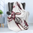 thumbnail image 4 of Pink Soft Flannel Fleece Blanket, High Heel Shoes with Butterfly and Ribbon Ornamentals Be Grace Spruceness Theme, Cozy Plush for Indoor and Outdoor Use, 70" x 90", Dried Rose Black, by Ambesonne, 4 of 5