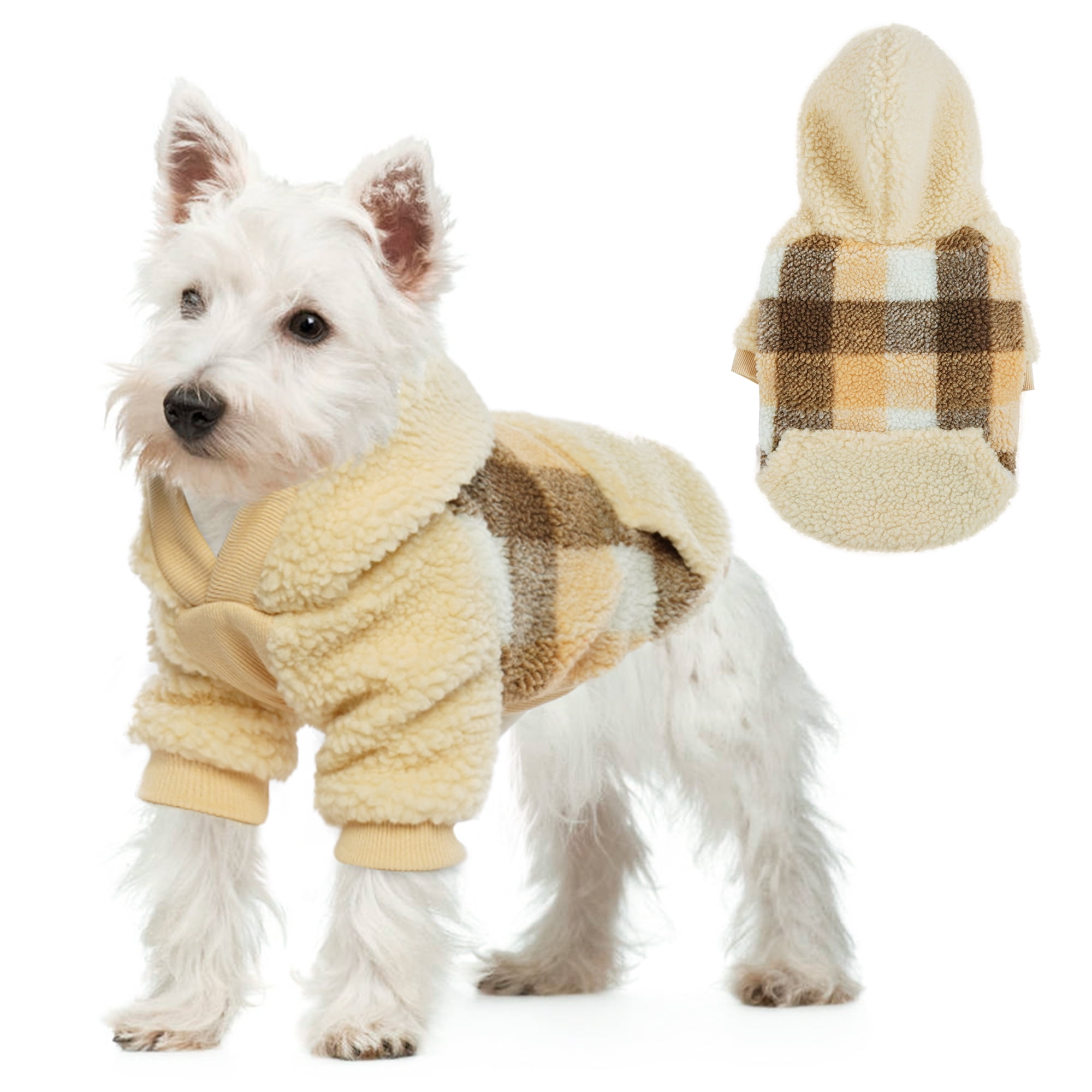 ROZKITCH Thick Dog Winter Clothes Dog Hoodie Pullover Jacket Plaid Grid