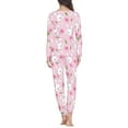 thumbnail image 3 of FKELYI Flower Women Pajamas Pink 2pcs Easter Rabbit Crew Neck Pullovers and Long Pants Size XS Comfy Jogger Long Sleeve Women Pjs with Pockets, 3 of 4