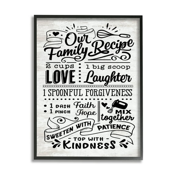 Stupell Indtries Our Family Recipe Motivational Kitchen Phrases Life Ingredients,24 x 30,Design by Lettered and Lined