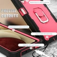thumbnail image 5 of Dteck Case for Samsung Galaxy A12 6.5-inch,Shockproof Rugged Rubber Armor 3-Layer Protection Case Hybrid Hard PC Back With Ring Holder Kickstand Cover,Black+Rose, 5 of 6