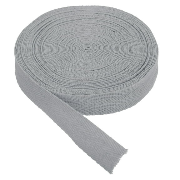 Cotton Twill Tape 5/8" 10 Yards Cotton Ribbon Bias Binding Tape Herringbone Webbing Trim for Sewing Grey