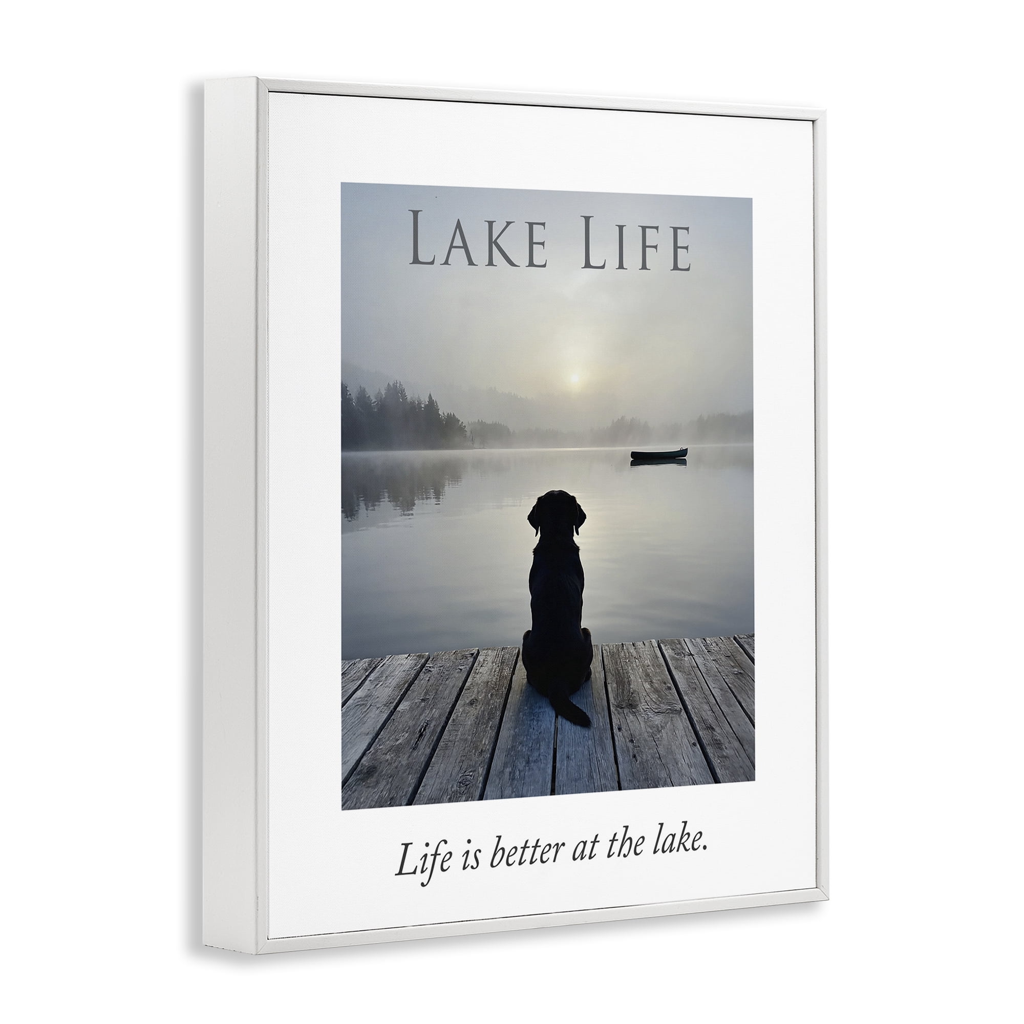 Stupell Industries Lake Life with Dog White Framed Giclee Art, design by A Barefoot Stylist