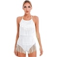 thumbnail image 4 of YiZYiF Womens Shiny Sequins Dance Leotard Backless Tassels Latin Jazz Dance Costume, 4 of 7