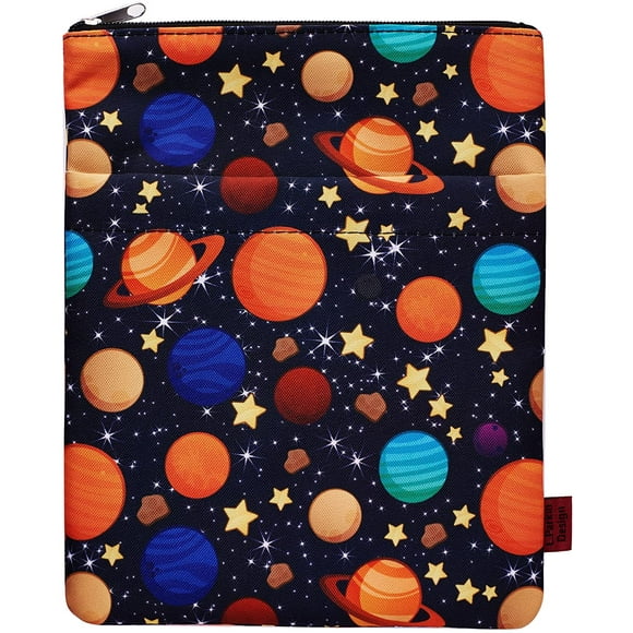 Book Sleeve Galaxy Space Book Protector, Book Covers for Paperbacks, Washable Fabric, Book Sleeves with Zipper, Medium