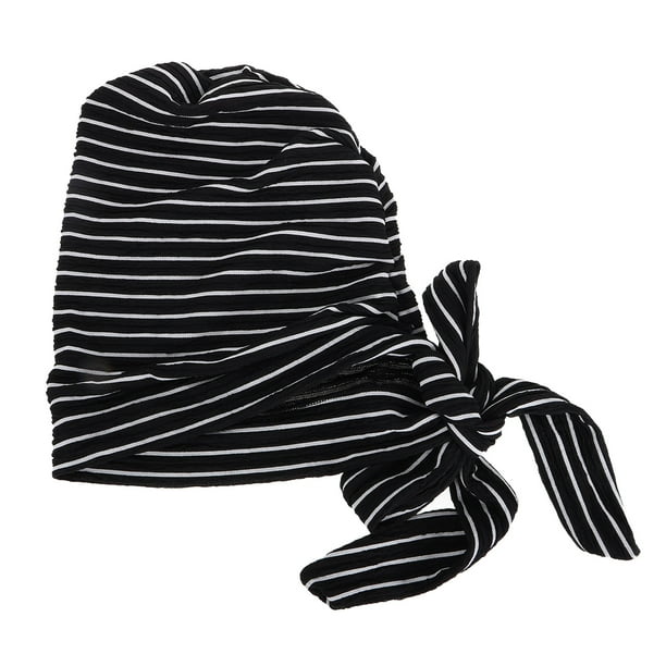 Gorro de dormir a rayas para mujer, turbante de poliéster, cómodo para pacientes de quimioterapia, para la cabeza