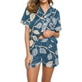 thumbnail image 1 of Rbaofujie Ensembles de Pyjama pour Femmes, Blouse à Manches Courtes Col Rabattu Décontracté, Pantalon Court de Mode, Ensemble de Pyjama, Chemises de Nuit et Vêtements de Nuit, 1 of 5