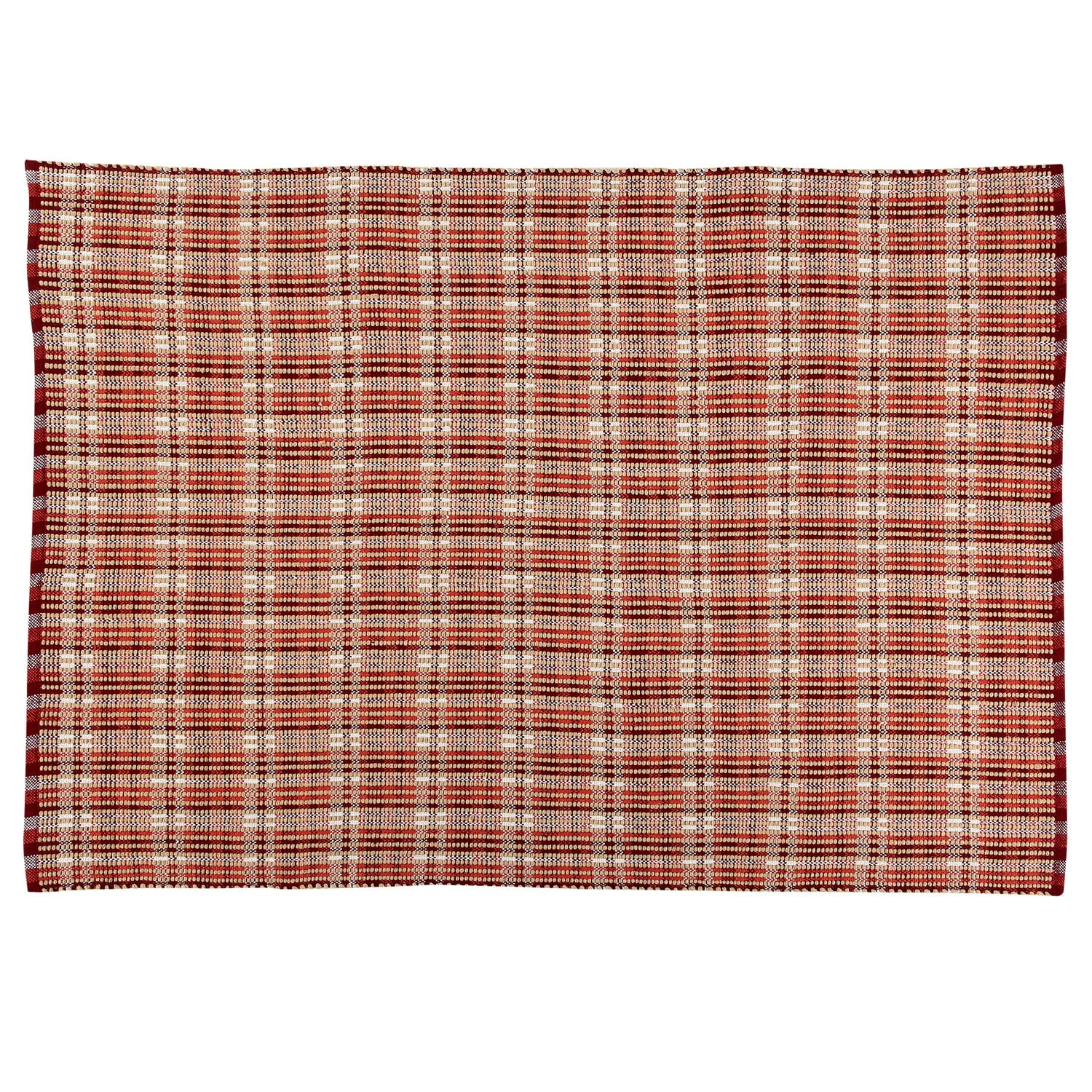 Plaid Hand Woven Rug 2X3 Burgundy