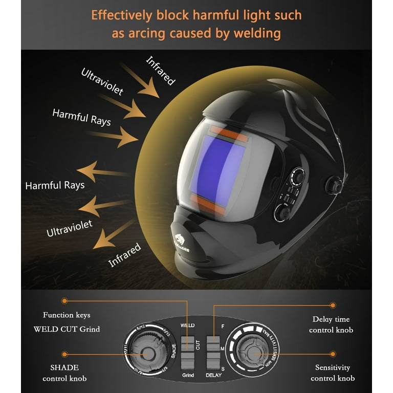 Auto Darkening True Color Large Viewing Screen Welding Helmet for  Weld/Grind/Cut