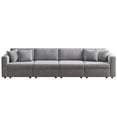 thumbnail image 4 of PPorfamilia 130" Velvet 4 Seater Sofa, Modular Sectional Deep Seat Sofa with Storage, Soft Upholstered Couch with Cushions and Pillows for Living Room, Gray, 4 of 5