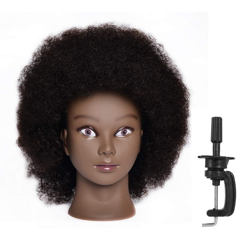 Zenyinfa Afro Bald Mannequin Head Mannequin Head for Wigs Making wig  Display Practice Styling Training Bald Professional Cosmetology with Clamp  Stand.