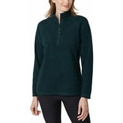 Eddie Bauer Womens Midweight Quarter Zip Fleece Pullover (Evergreen, Large)