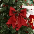 thumbnail image 2 of HomeDM Red Christmas Bows Decorations 9.8" X 9.8" Xmas Wreath Bows Christmas Tree Hanging Ornaments Ribbon Bows for Tree Home Party Front Door Wreath Holiday Decor, 2 of 6