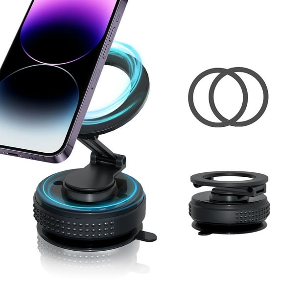 OFFCURVE Car Phone Holder Magnetic, 360° Adjustable,3-Fold Extension Phone Mount Compatible for All Smartphones, Black