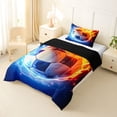 thumbnail image 3 of Erosebridal Sport Soccer Flame Twin Comforter Sets 3-Piece for Boys,Ball Gamer Bedding Set for Kids Teens,Black Reversible,Microfiber Bedroom Decor, 3 of 6