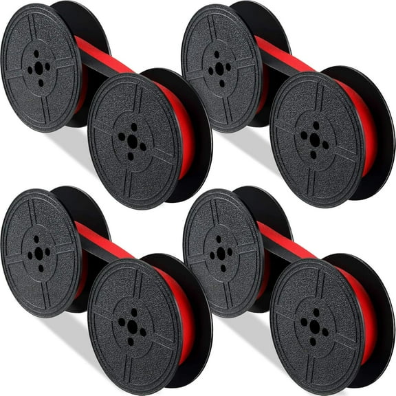 Lsupdaol 4 Pairs Universal Typewriter Ribbon Twin Spool Ribbon Twin Spool Replacement Pack for Most Typewriter (Red,Black)