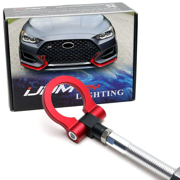 Sports Red Track Racing Style Tow Hook Ring For Hyundai 2019-up Veloster, 2010-up Genesis/Genesis Coupe, 2020-up Sonata, 2014-up Kia Soul, 2019-24 Forte, 23-up Telluride, etc