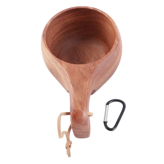 BIMZUC 220 ml Hand‑Carved Wooden Coffee & Tea Cup – Eco‑Friendly, Anti‑Slip Handle, Versatile Drinkware