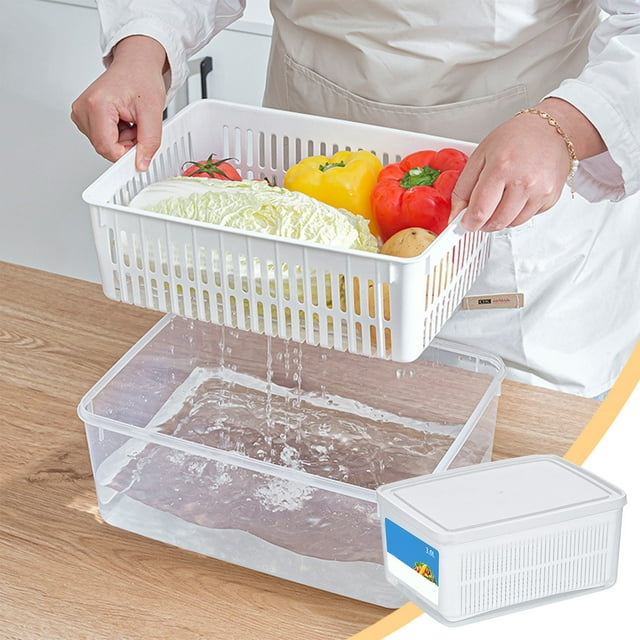 Fiudx Contenedores de Plástico con Tapa Transparente, Versátiles para El Refrigerador y La Despensa, Fáciles de Limpiar, Ideales para La Cocina, El Baño y La Oficina. Medidas: 21,5 X 15 X 10,7 Cm y 1