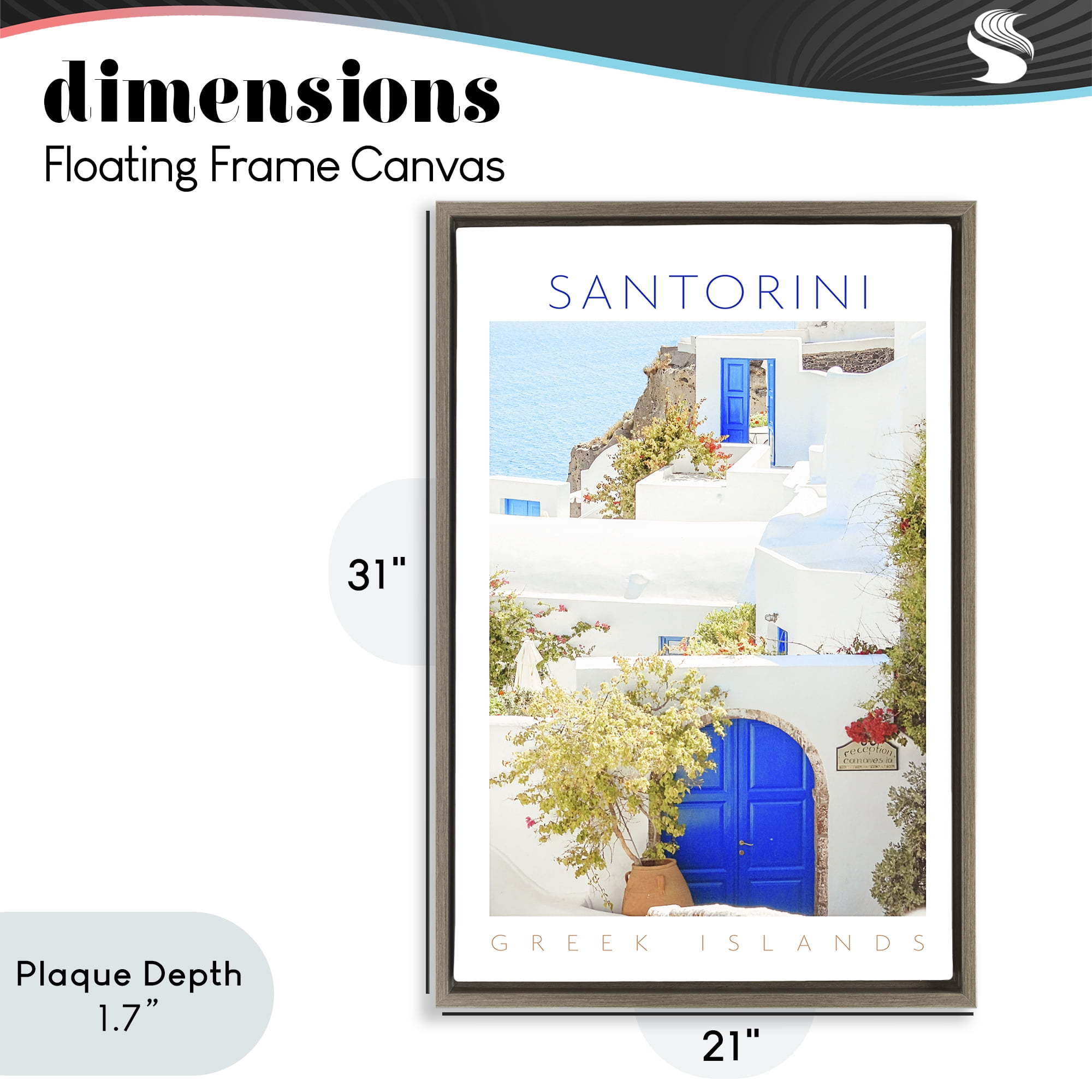 Stupell Industries Santorini Greek Islands Brown Framed Floater Canvas Wall Art, design by Erin Marie