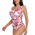 thumbnail image 2 of Wukai Rose Rabbit Chic One Shoulder Swimwear with Ruffle Design and Tummy Control Skirt: Fashionable, Supportive, Comfortable for Beach-Medium, 2 of 7