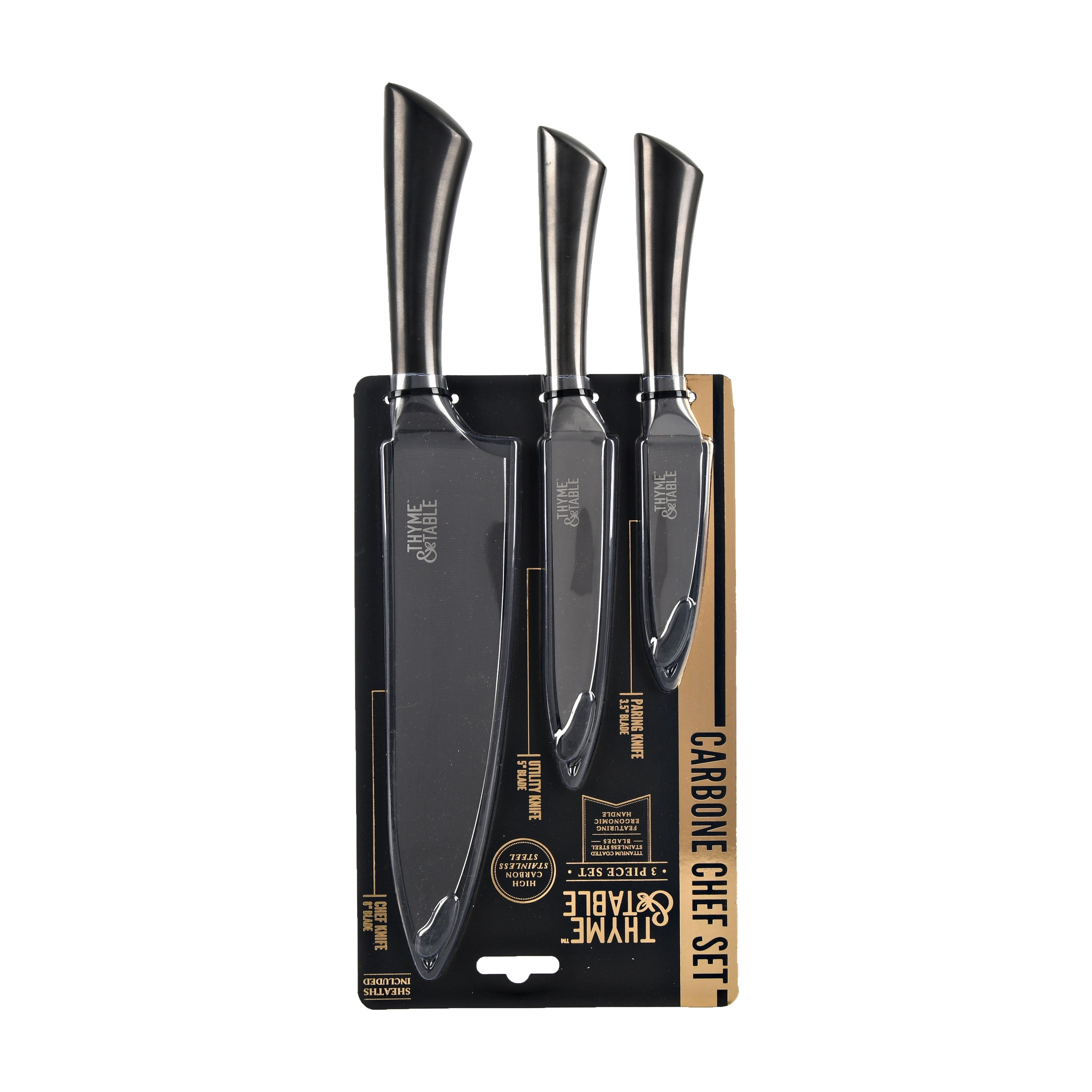 Thyme & Table 3pc, Carbon Stainless Steel Knife Set