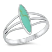 CHOOSE YOUR COLOR Marquise Simulated Turquoise Ring .925 Sterling Silver Band Blue CZ Female Size 10