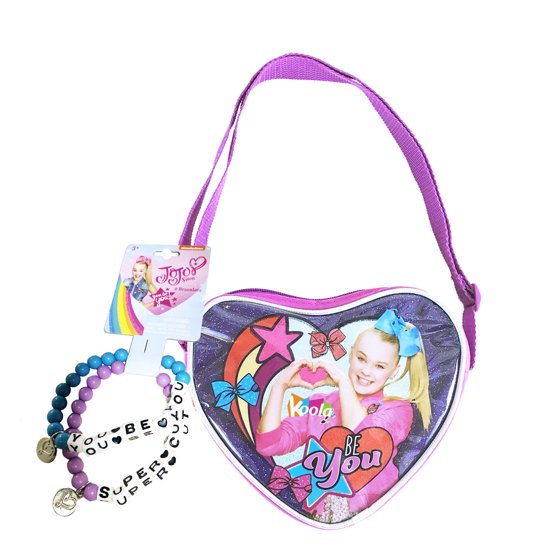 JoJo Siwa JoJo Siwa PURSE Crossbody Shoulder Bag Heart Shape w/ Bracelets & Cosmetics Set
