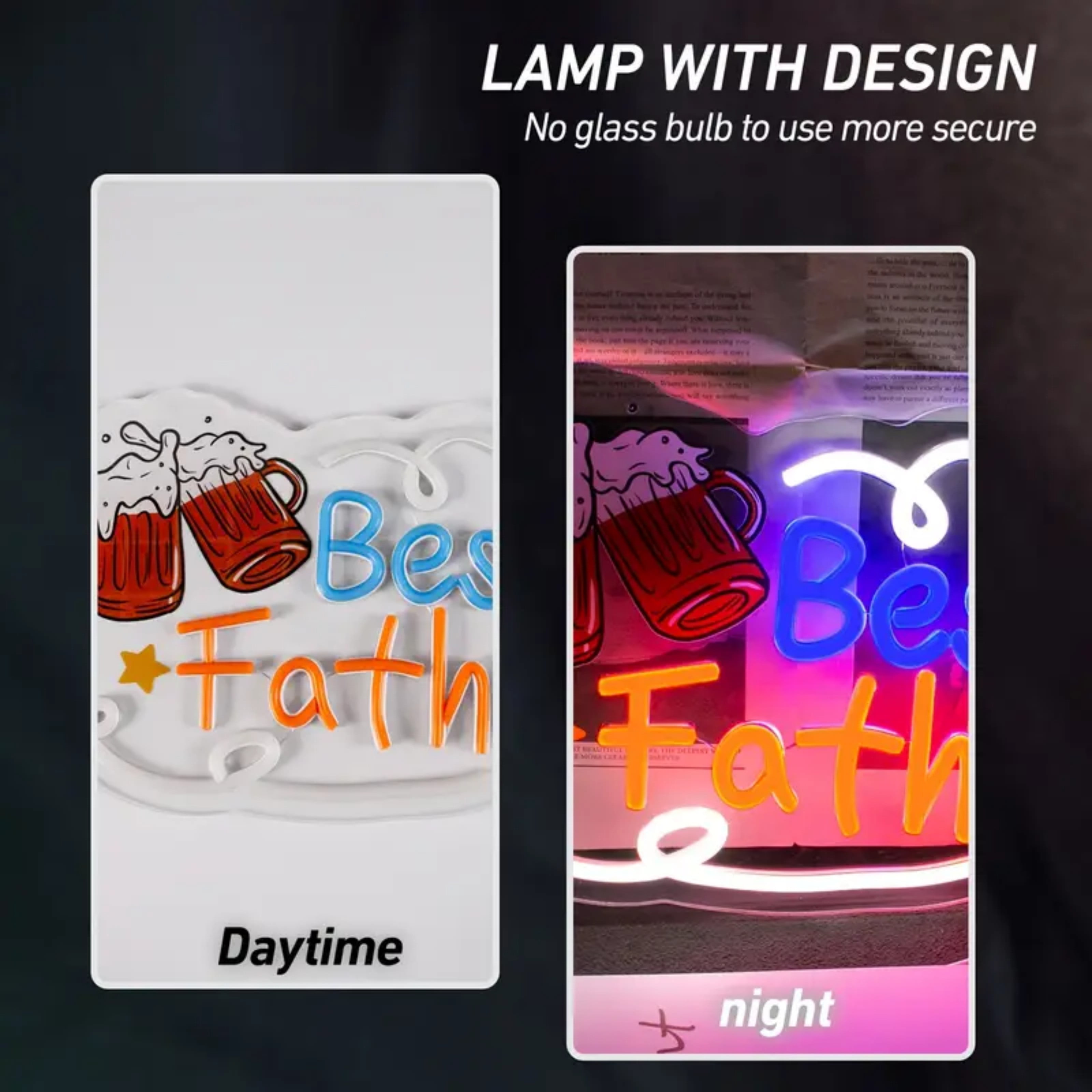 UPONRAY Best Father Neon Signs, 15.7"*9" Dimmable & USB-Powered LED Neon Light, Stylish Wall Decor as gifts for Father's Day, Father's Birthday
