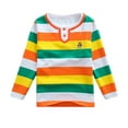 thumbnail image 2 of Tfken Shirts Child Big Boys Outdoor Long Sleeve Striped Print Lapel Neck Tops Yellow Comfortable Tee Size 7-8 Years, 2 of 3
