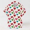 thumbnail image 2 of IWRICH Valentines Day Dress Shirts for Men Stylish Casual Lapel Short Sleeve Love Heart Print Button down Vacation Tops 07-Beige M, 2 of 3