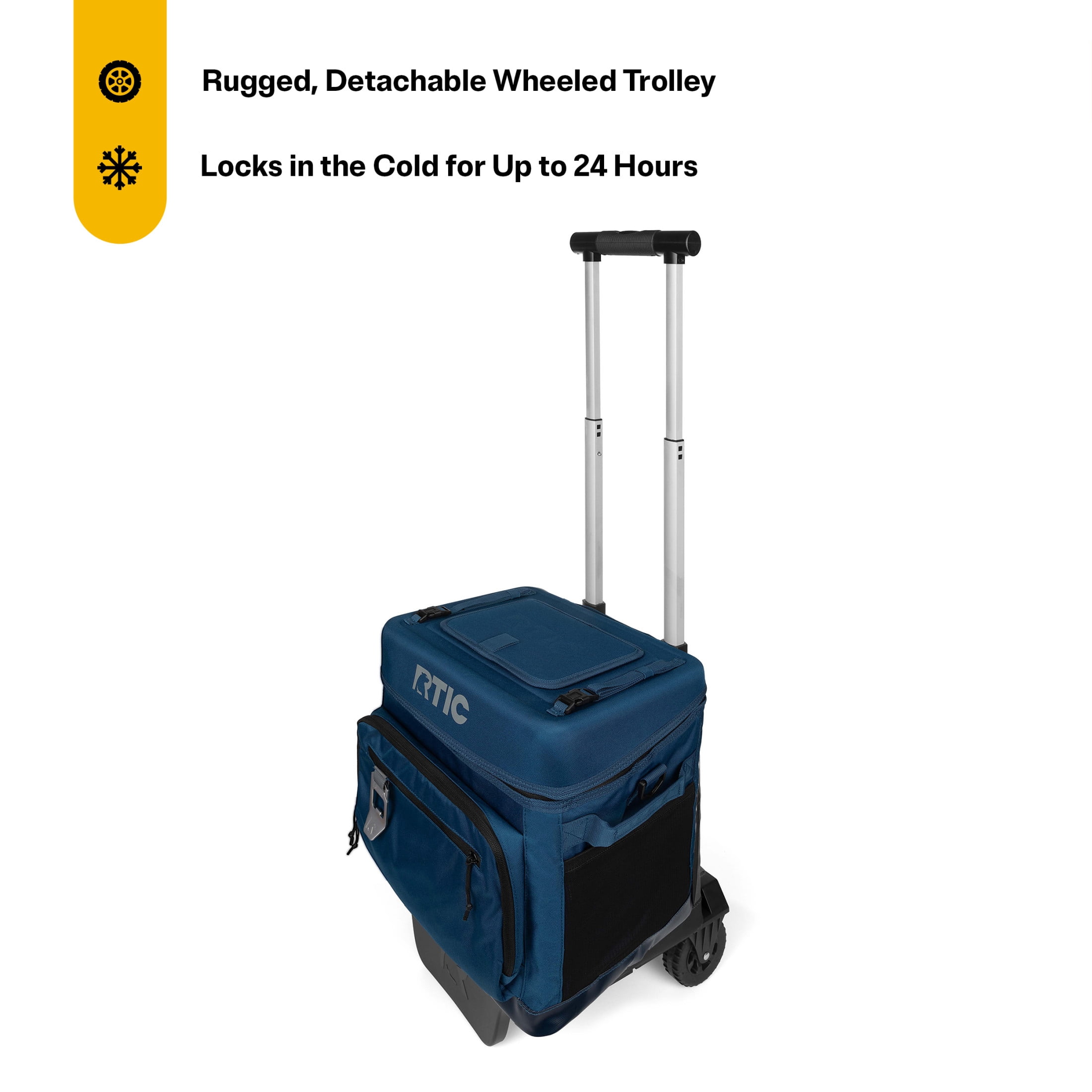 RTIC 40-Can, 21 Qt, Collapsible Wheeled Cooler with Bottle Opener, Navy