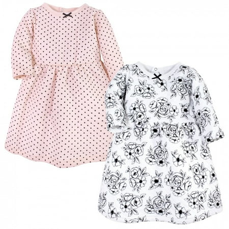 

Hudson Baby Infant and Toddler Girl Cotton Dresses Black Toile Pink 12-18 Months