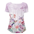 thumbnail image 5 of Chririnla Womens Shortt Sleeve Tops Floral Hummingbird Print Casual Blouses for Women Asymmetrical T Shirts Tunic Tops for Spring Summer, 5 of 6