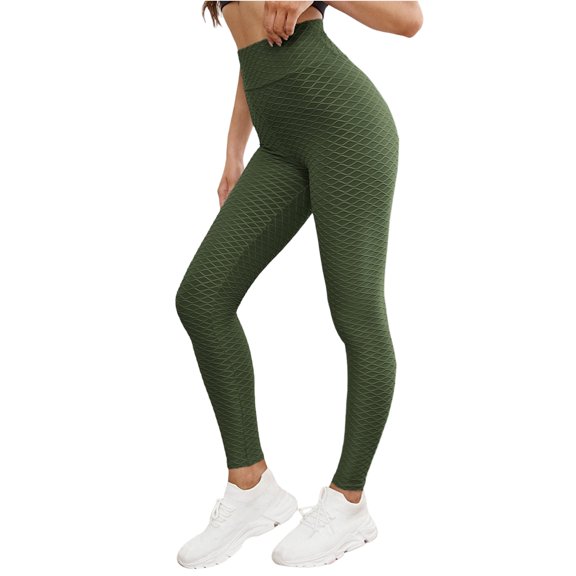 Women's High Waisted Honeycomb Textured Leggings Tummy Control Stretch Yoga Pants