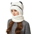 thumbnail image 6 of Uandlove Fleece Lined Bear Ear Beanie - 2-in-1 Winter Face & Neck Covering, Warm Windproof Knit Hat for Adults, Soft Non-Scratchy Cold Weather Accessory (Neutral White), 6 of 8