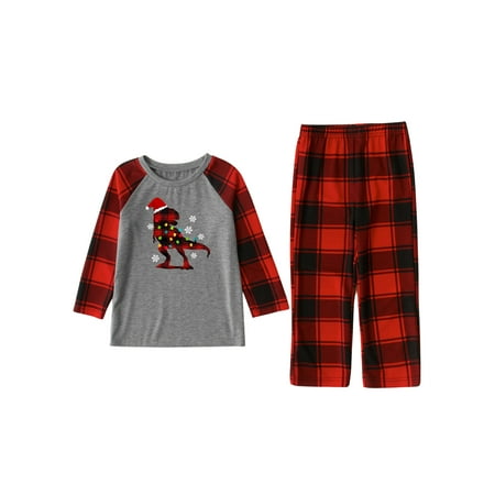 

Listenwind Family Christmas Matching Sets Dinosaur Plaid Print Family Christmas Clothes Christmas Matching Jammies for Adults Kids/Dog