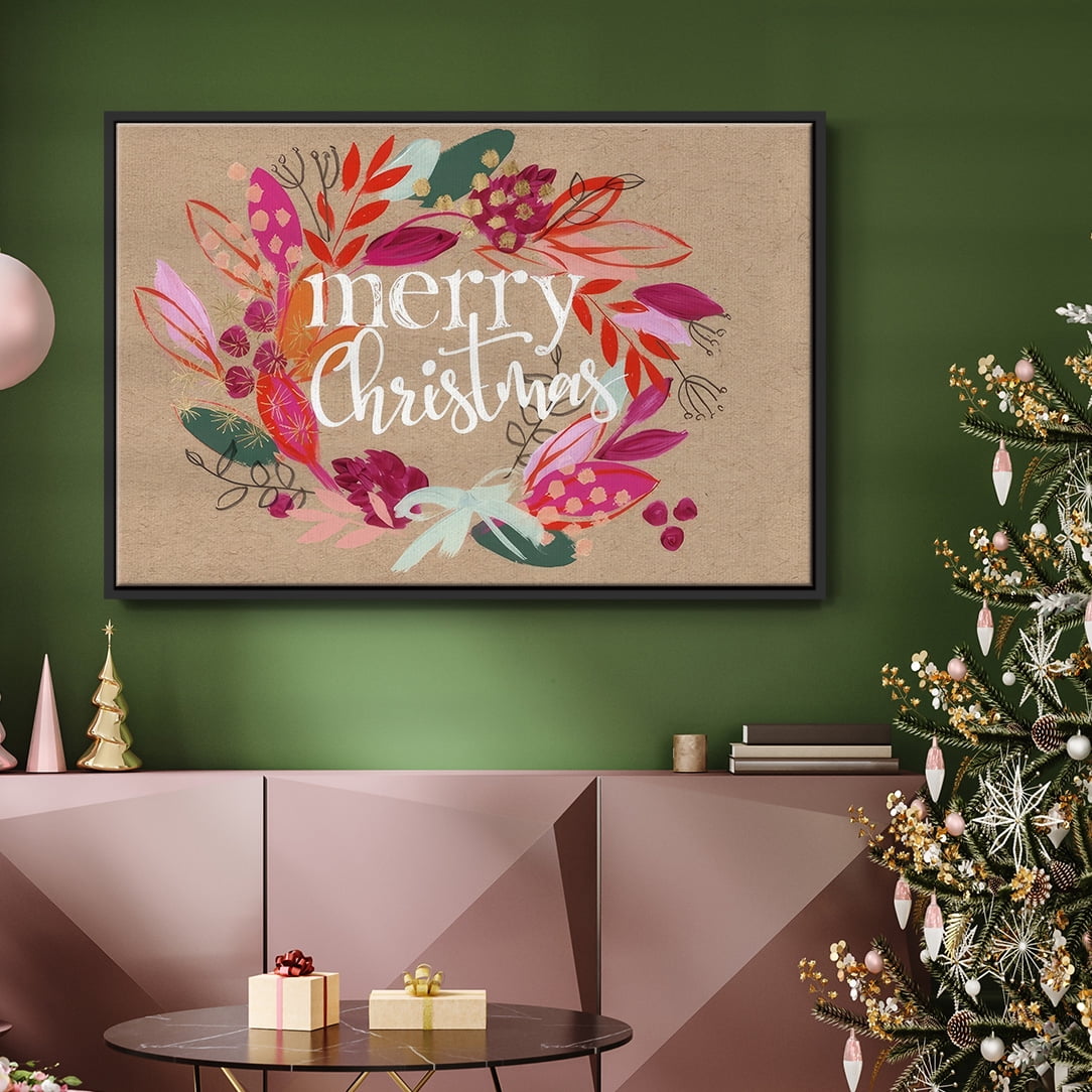 Crafty Christmas Collection A - Framed Gallery Wrapped Holiday Canvas - 25 x 37 - Black Frame
