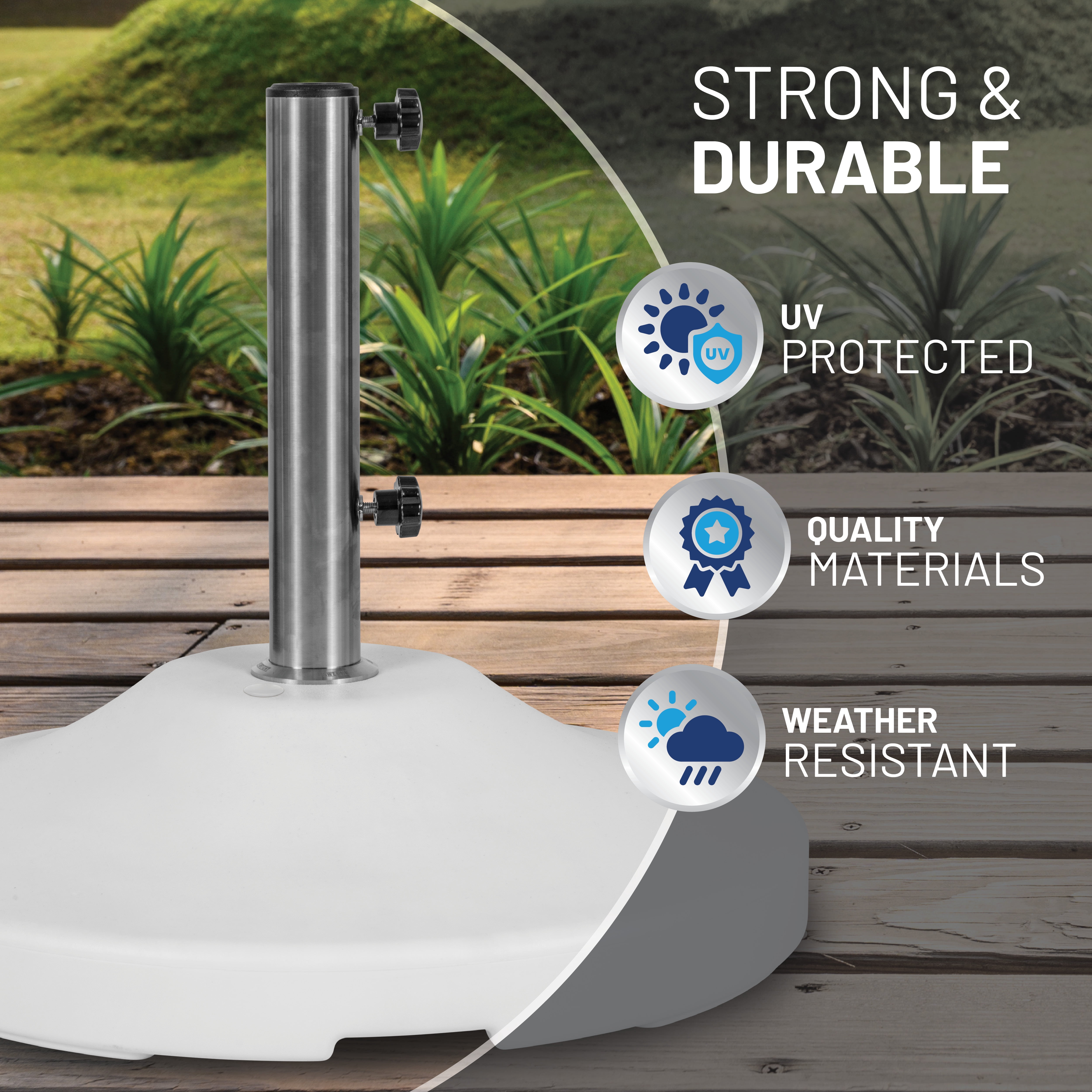 US Weight Fillable Heavy Duty Free Standing Umbrella Base - White