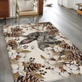 thumbnail image 2 of 3'x5' Rug for Living Room Bedroom, Grey Rabbits Washable Area Rugs Non-Slip Carpet Mats, Pine Cones Brown Plants Rustic Leaves Vintage Indoor Low Pile Area Rug Runner for Kitchen, Mudroom, 2 of 8