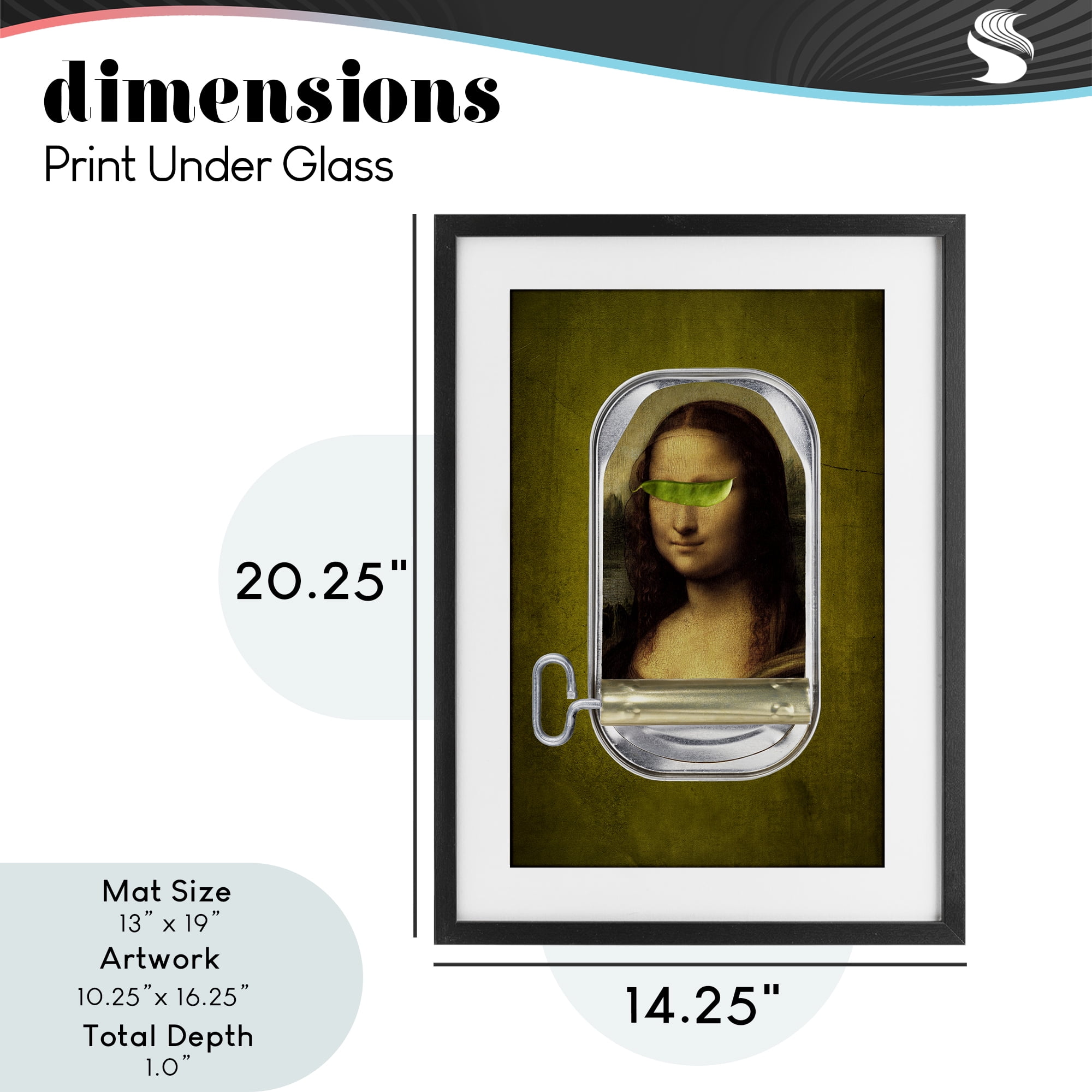 Canned Mona Lisa Black Framed Print Under Glass, design by Elo Marc