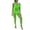 Green, variant on Women Bodystocking Set Sleeveless Hollow Fishnet Crop Top Footed Long Pants Elastic Stretchy Mesh Tight Bodycon Beach Party Bedroom