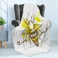 thumbnail image 4 of Queen Bee Soft Flannel Fleece Throw Blanket, Makhenda Patterned Bee on Color Splashed Background Hand Drawn Doodle Sketch, Cozy Plush for Indoor and Outdoor Use, 50" x 60", Brown Yellow, by Ambesonne, 4 of 5