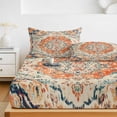 thumbnail image 6 of Twin Sze Fitted Sheet Set - Orange Beige Boho 2 Piece Bedding Sets 16" Deep Pocket Fitted Sheet with 1 Pillowcase, Vintage Ethnic Abstract Art Floral Brushed Microfiber Hotel Luxury Bed Sheets, 6 of 9