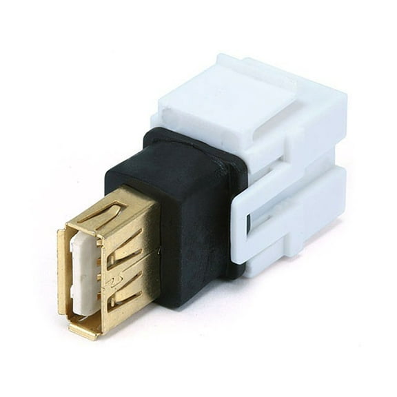 Monoprice Keystone Jack - USB 2.0 A Female to A Female Coupler Adapter, Flush Type (White)