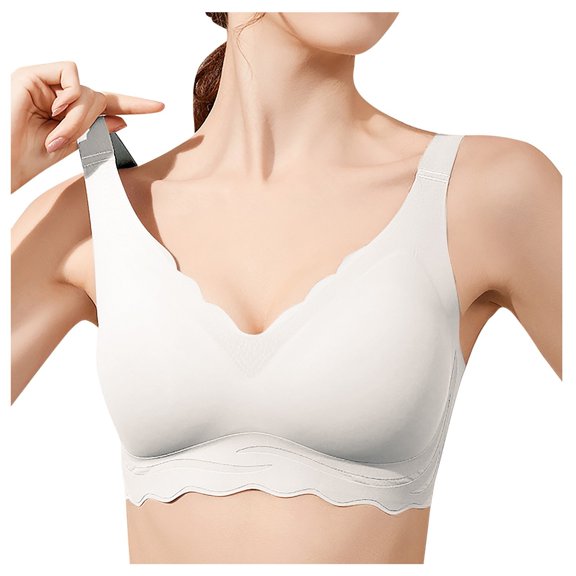 Women's Seamless Wireless Bra - Full Coverage, Padded, V Neck, Nylon Spandex, Comfortable Daily & Sleepwear