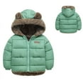thumbnail image 2 of Generic Lightweight Jackets for Children's Casual Toddler Boys Girls Winter Coat Bear Ears Hooded Two Wear Thicken Windproof Zipper Warm Outwear 2024 for Fashion Simplicity Cozy (4-5 Years,Green), 2 of 7